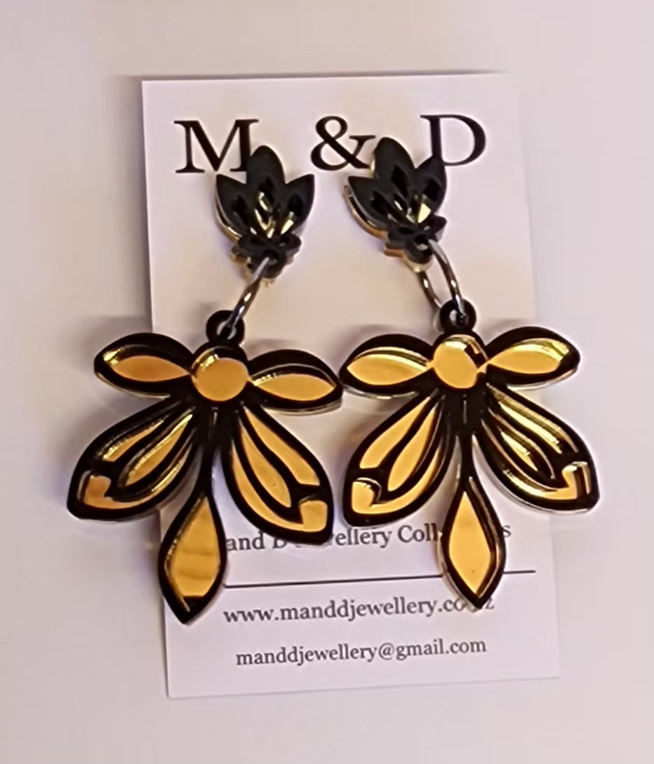 Orchid Mirrored Stud Dangles Earrings