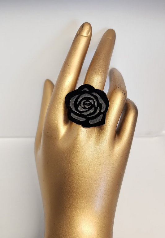 Rose Engraved Statement Ring