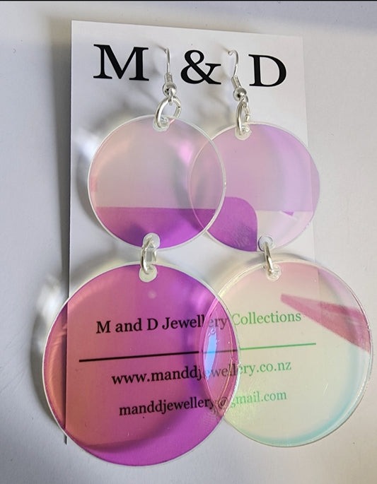 Iridescent Disc Duo Dangle Earrings