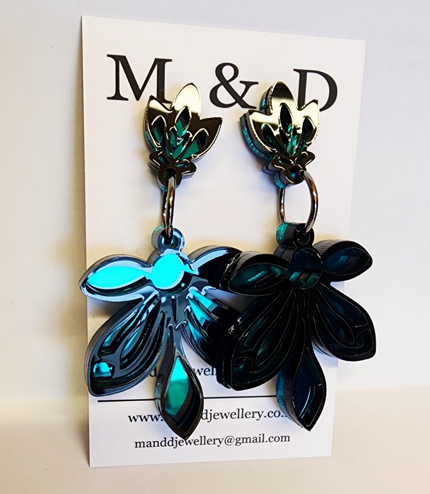 Orchid Mirrored Stud Dangles Earrings