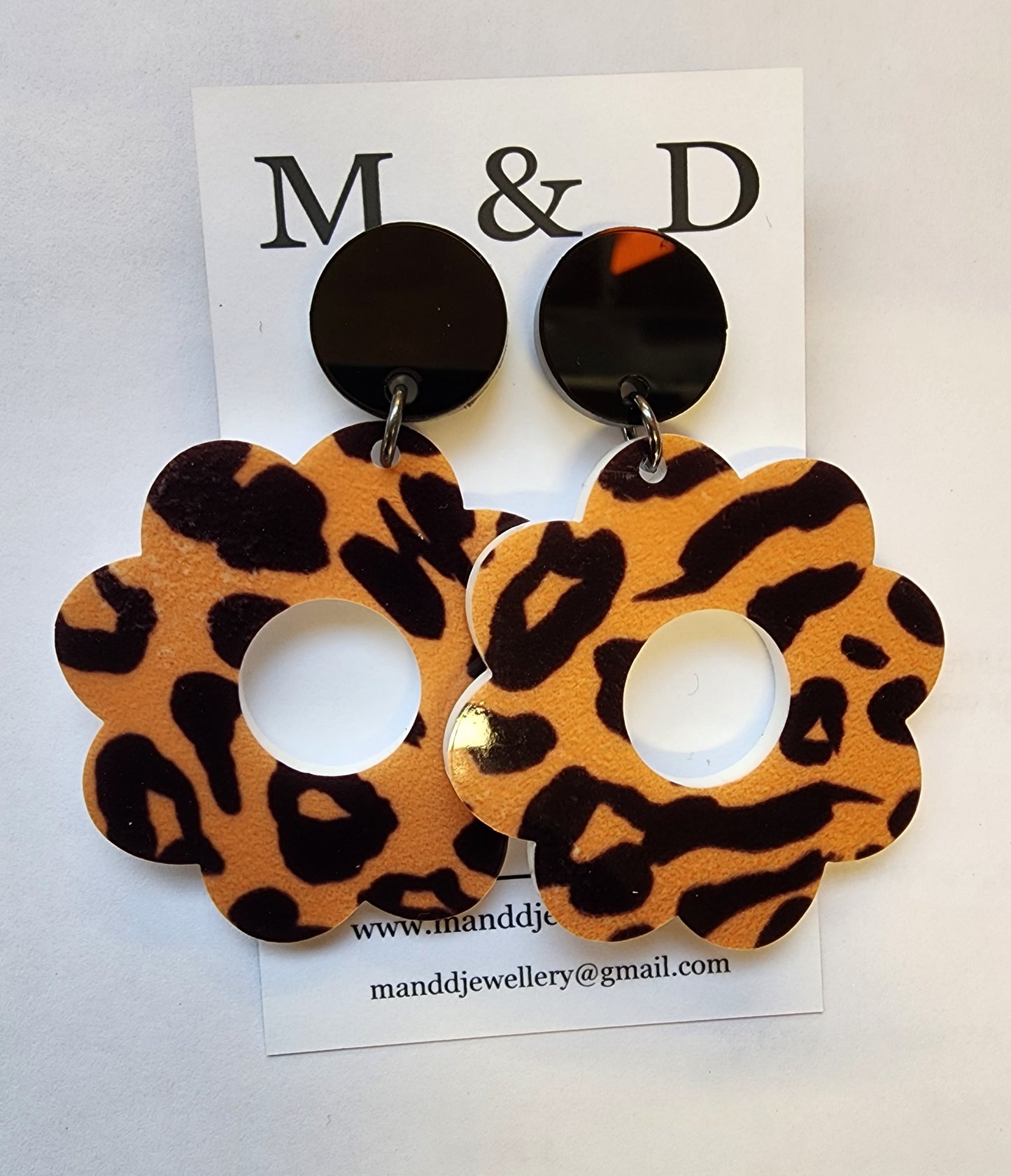 Patterned Animal flower power stud dangle earrings