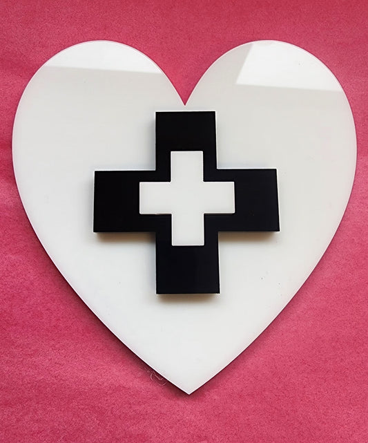 Wall Heart Layered Swiss Cross