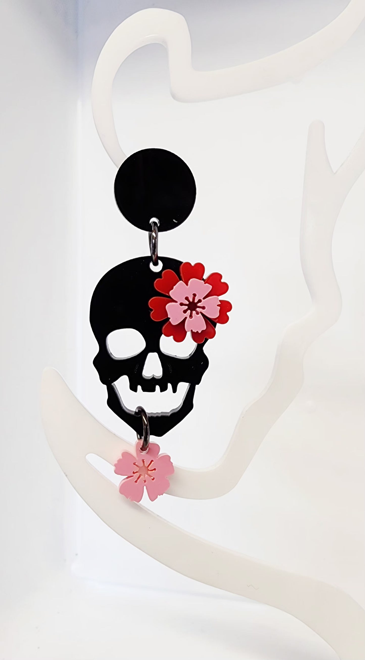 Skully Fleur Stud Dangle Earrings