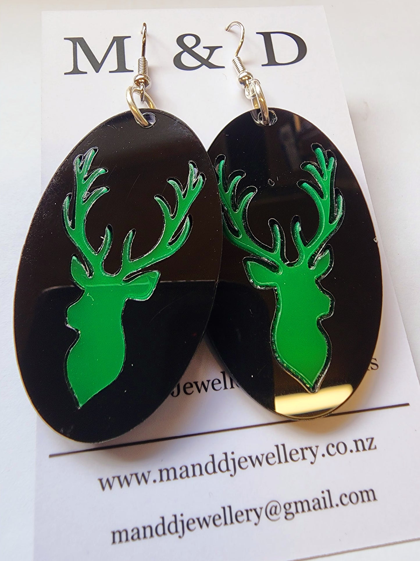 Stag in Oval Earrings Dangles