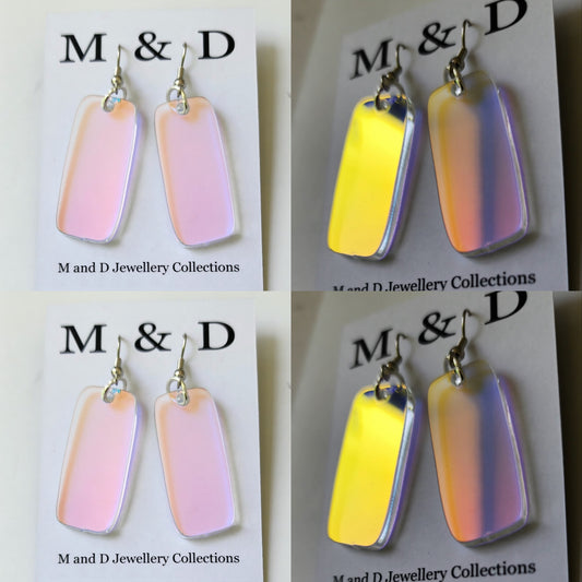 Iridescent Bricks Dangle Earrings