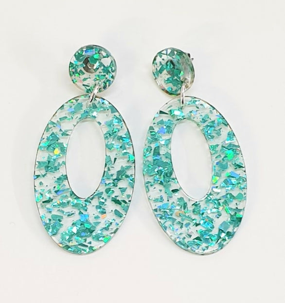 Glitter Ovals Stud Dangles