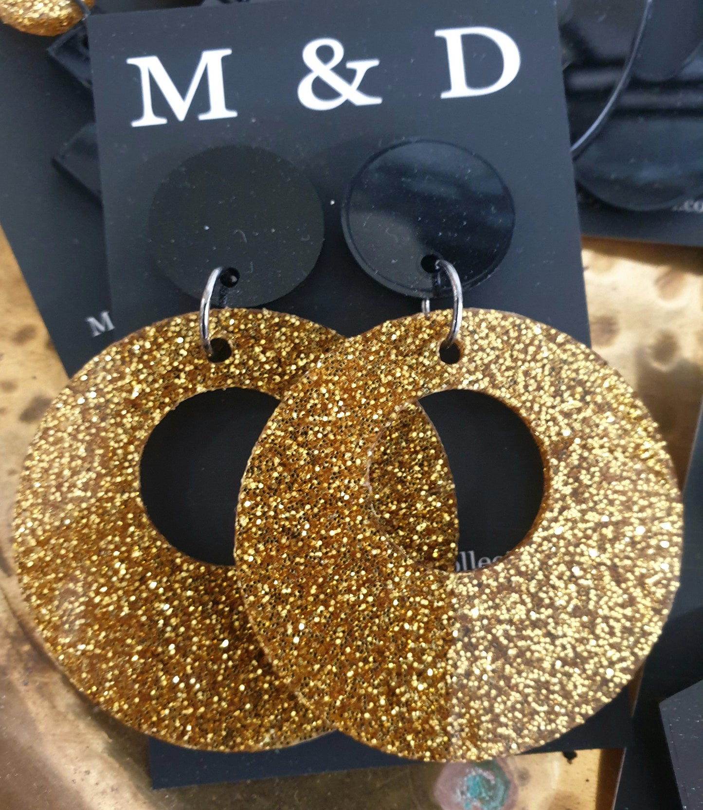 Glitter Circle cutout Earrings Stud Dangles