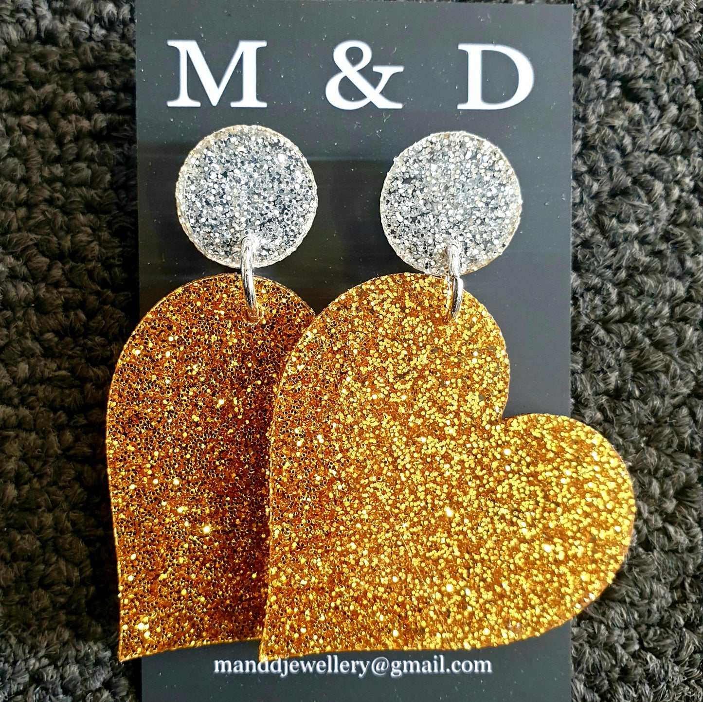 Glitter Heart Stud Dangle