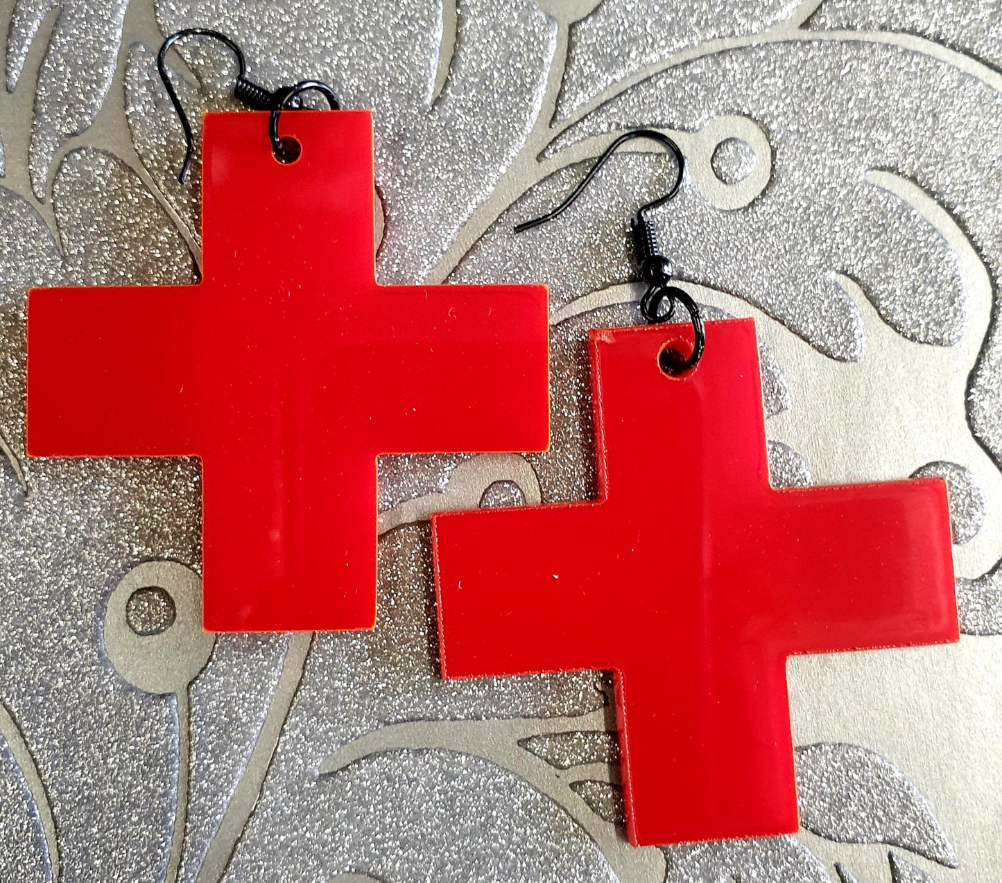 Solid Square Cross Earrings Dangles