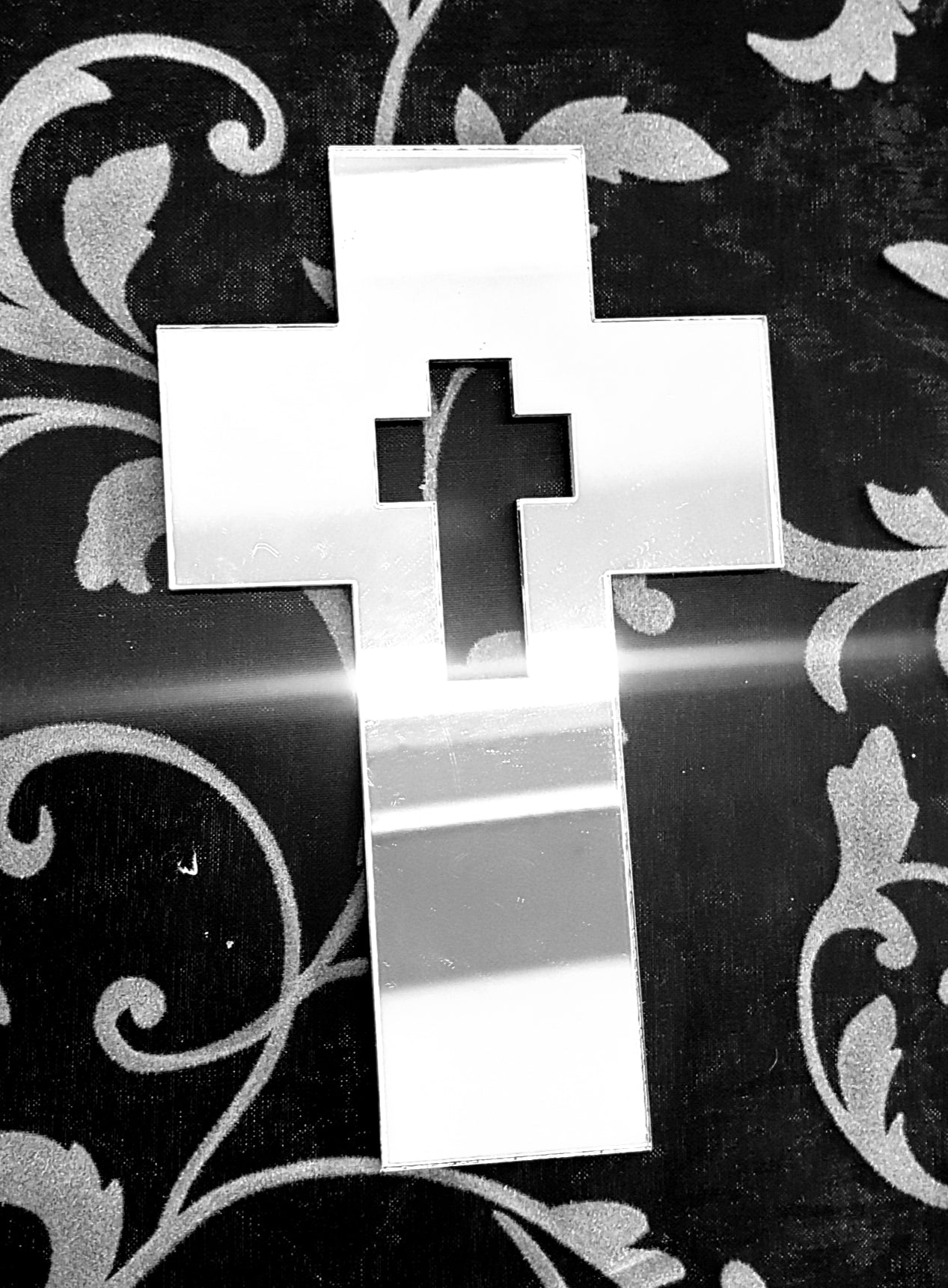 Silver Mirror Wall Cross Medium