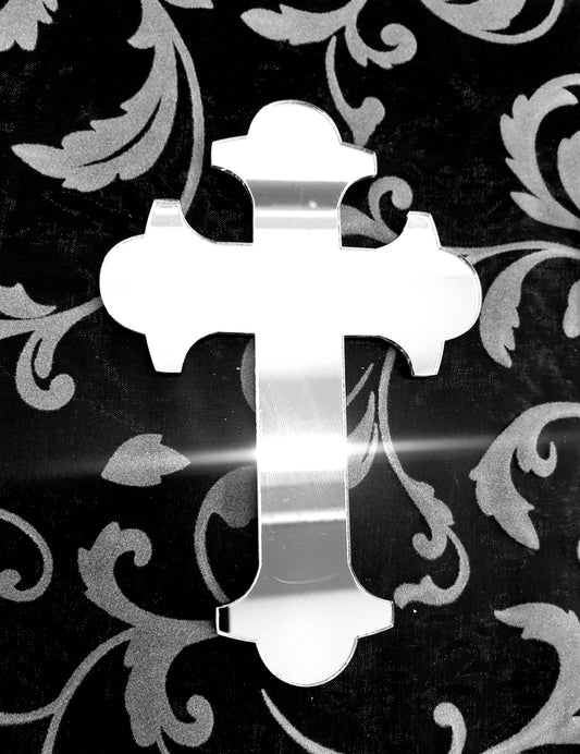 Silver Mirror Wall Cross Medium