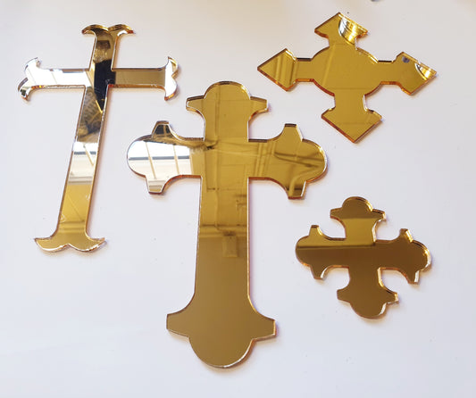 Gold Mirror Cross Medium