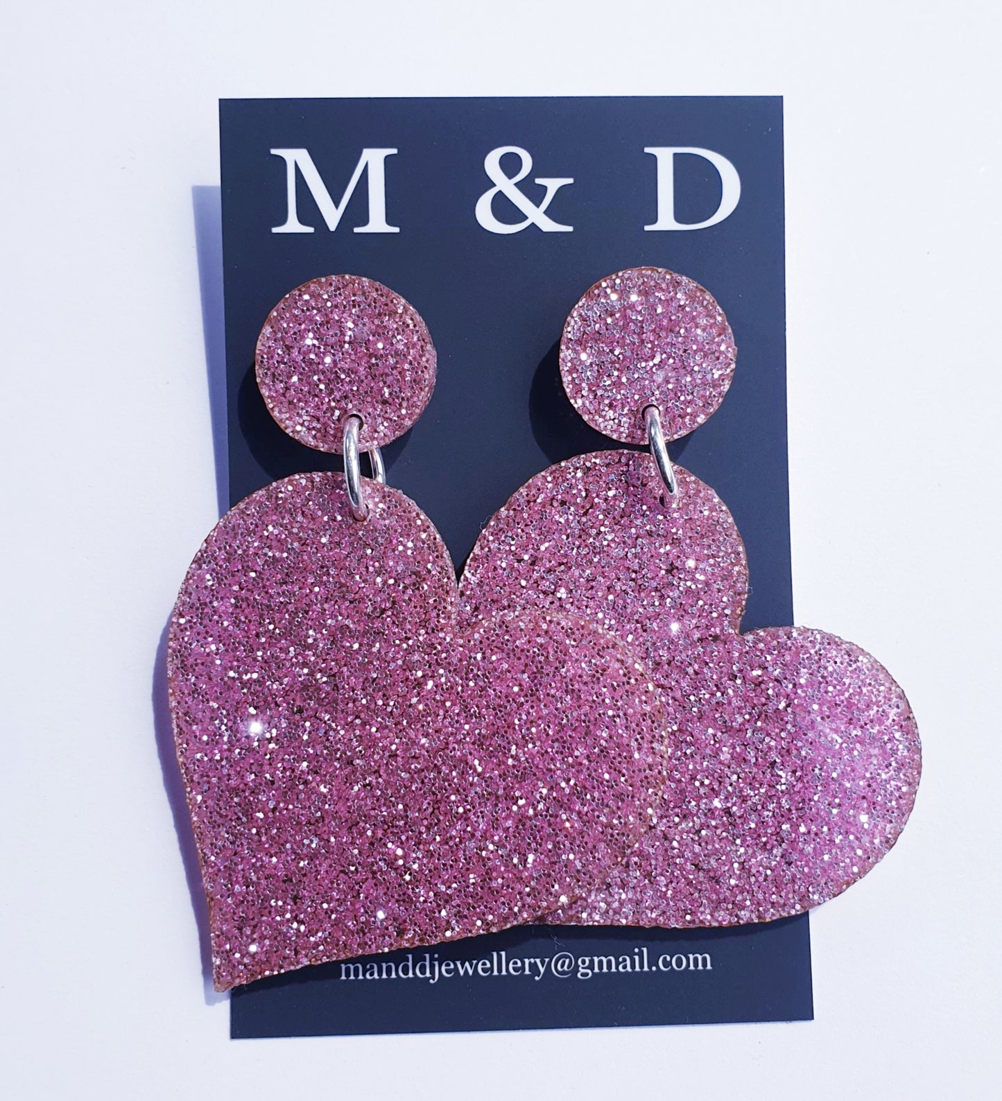 Glitter Heart Stud Dangle