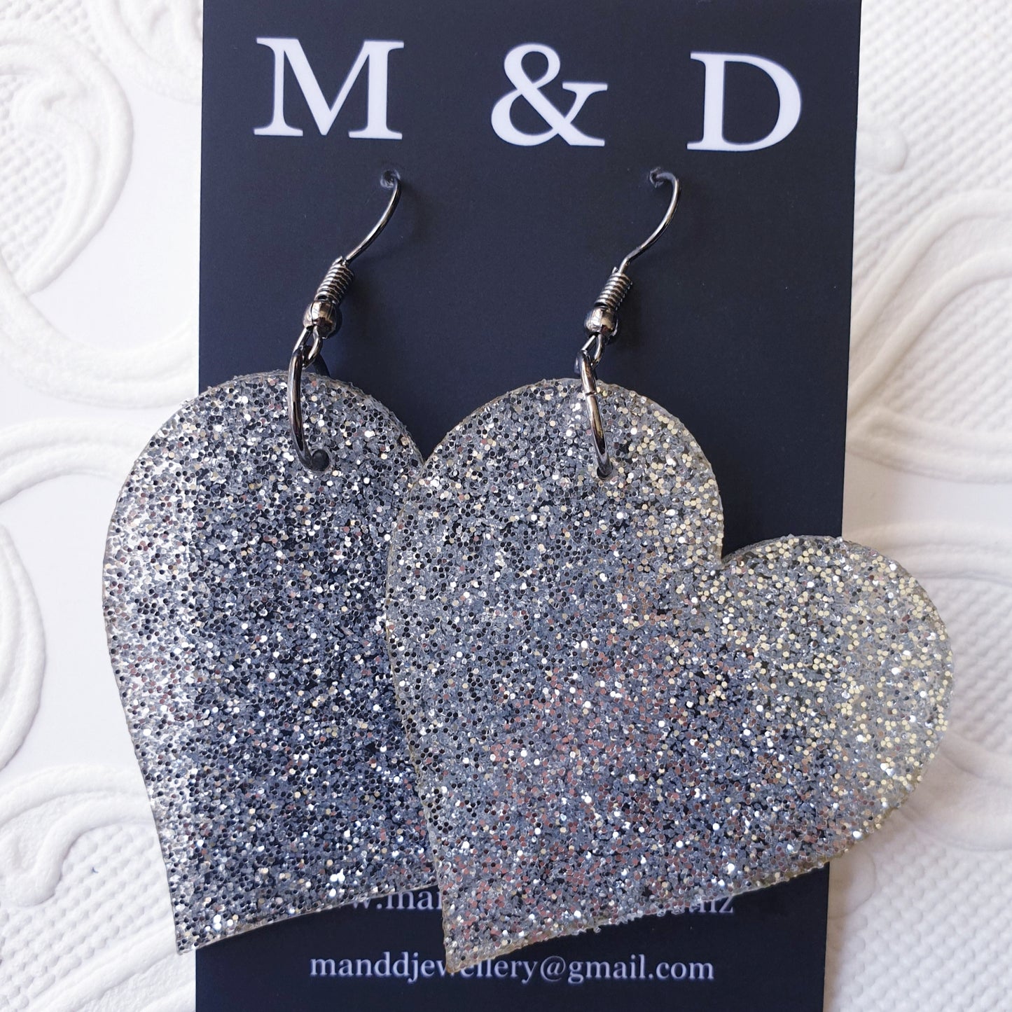 Glitter Heart Earrings Dangles