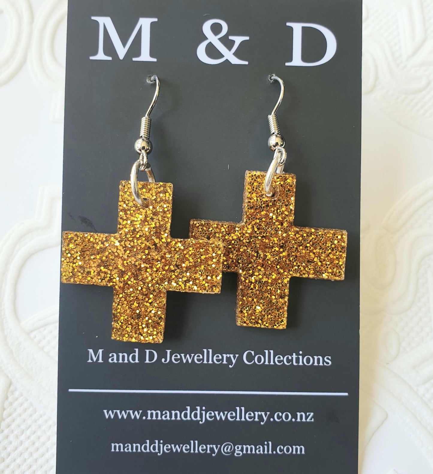 Solid Square Cross Earrings Little Dangles 3cm