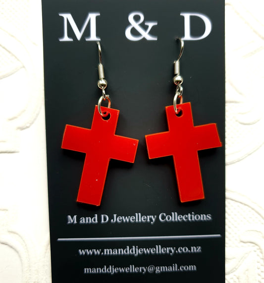 Solid Cross Earrings Little Dangles 3cm