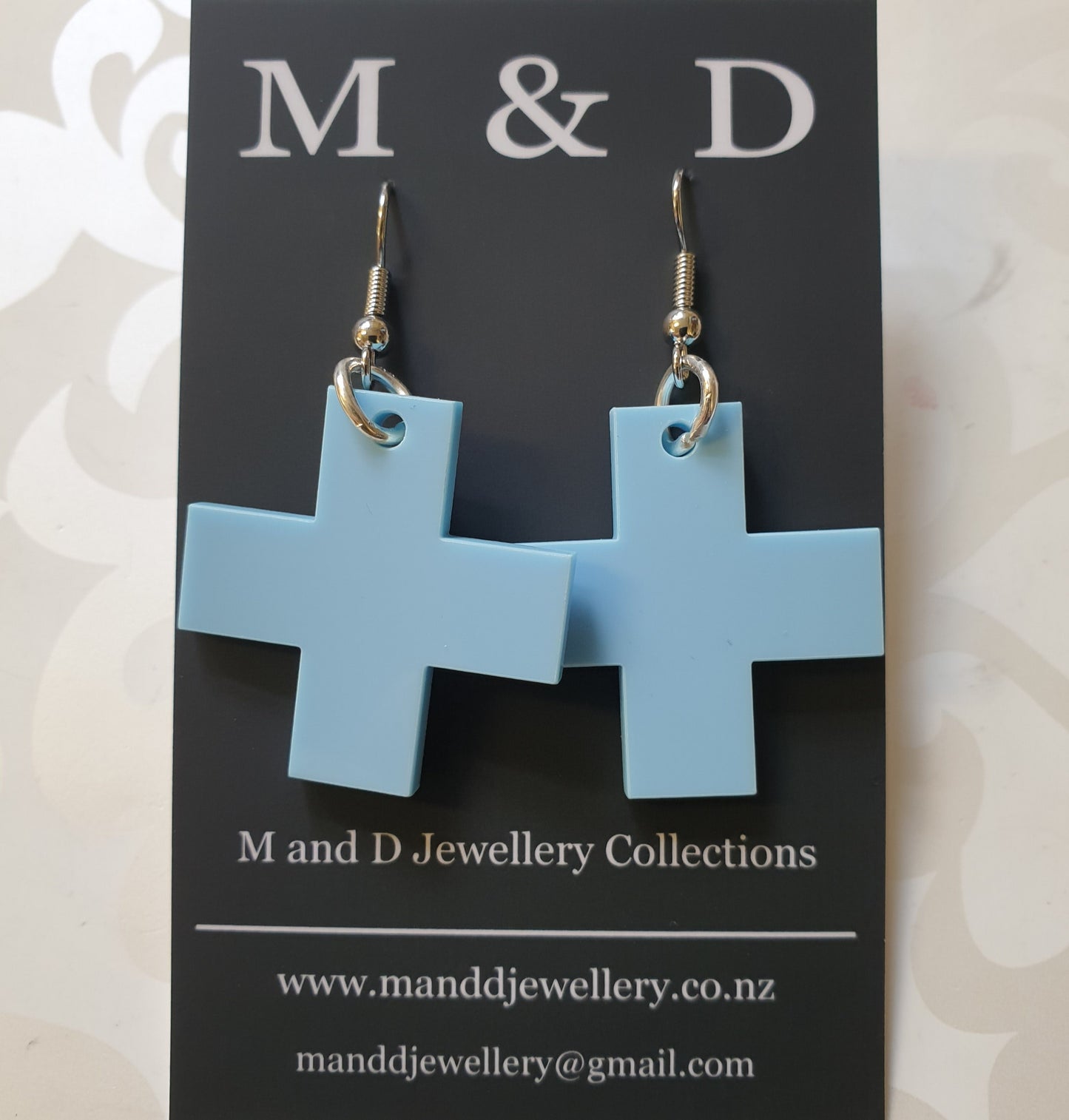 Solid Square Cross Earrings Little Dangles 3cm