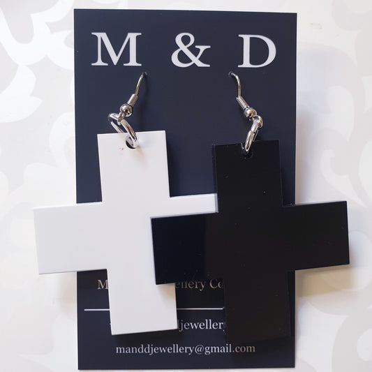 Solid Square Cross Earrings Dangles