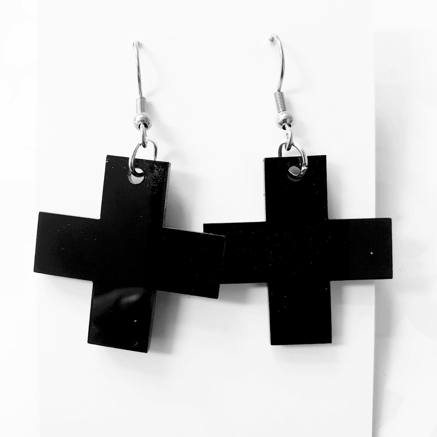 Solid Square Cross Earrings Little Dangles 3cm