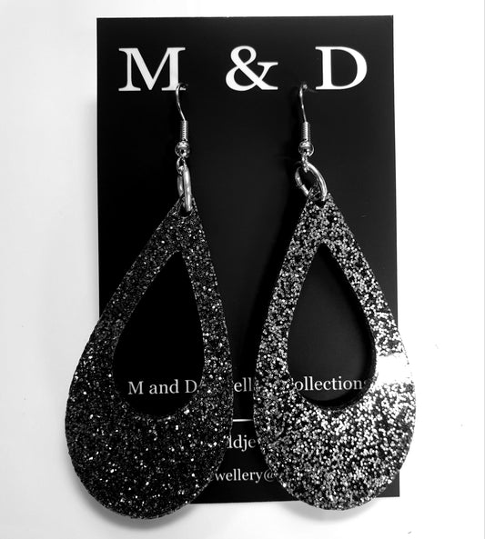 Glitter Teardrop Earrings Dangles