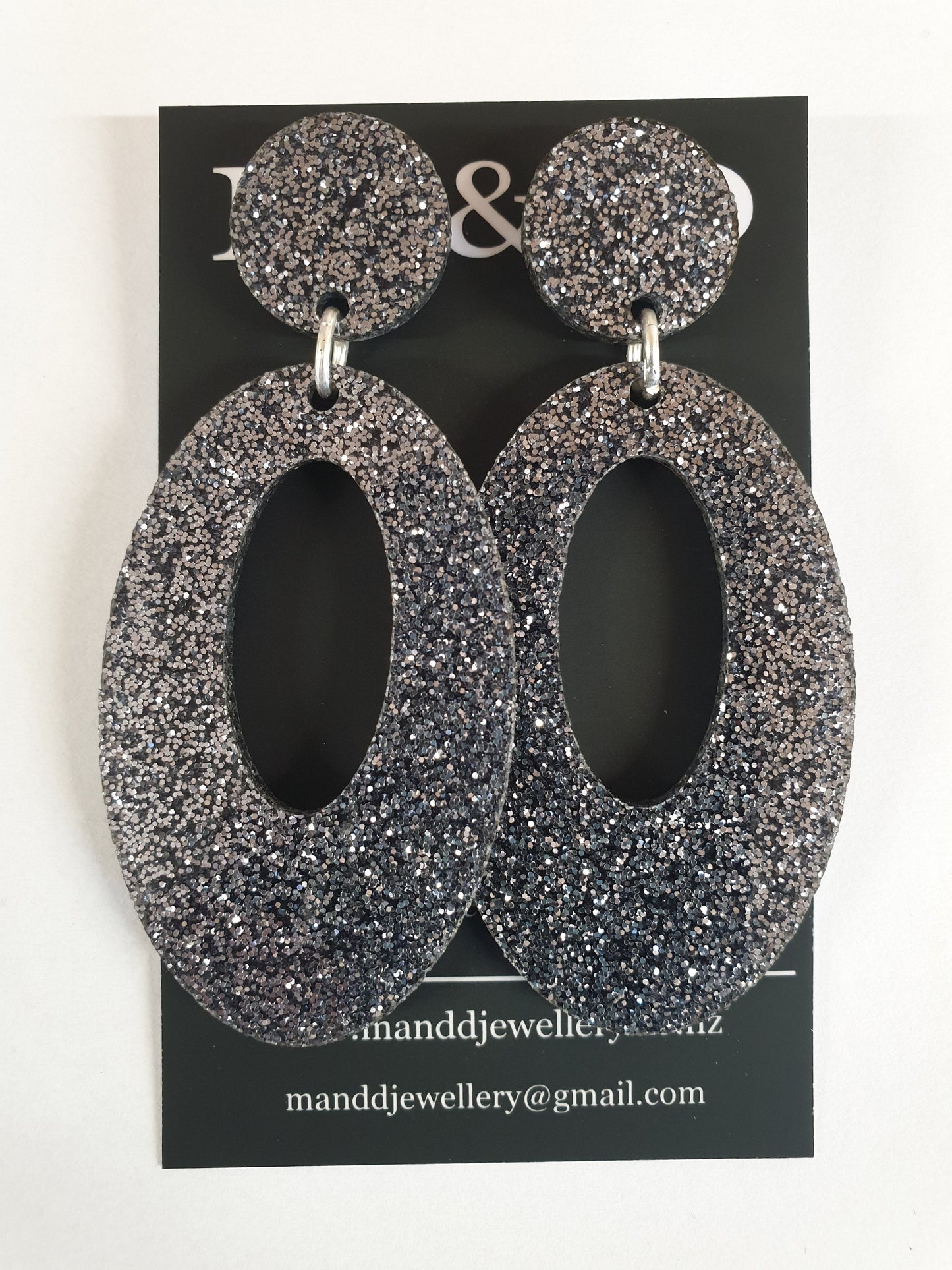 Glitter Ovals Stud Dangles