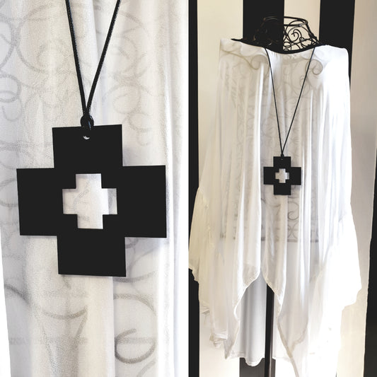 Square Cross with medium cross cutout Statement Necklaces