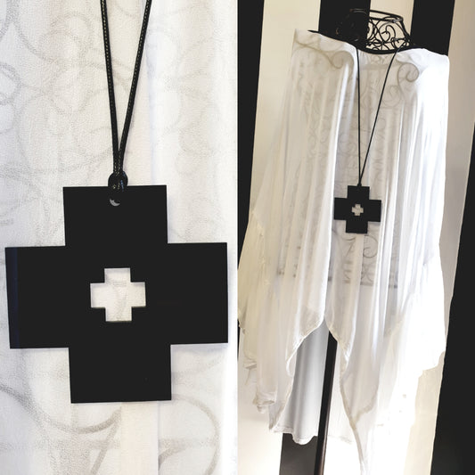 Square Cross with Baby cross cutout Statement Necklaces