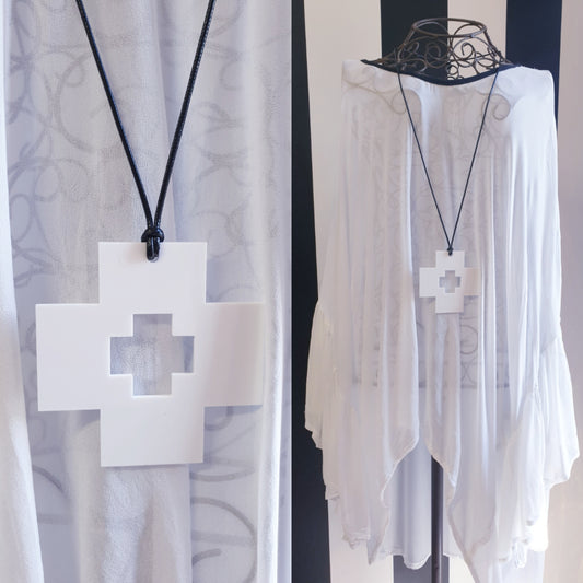 Square Cross with medium cross cutout Statement Necklaces