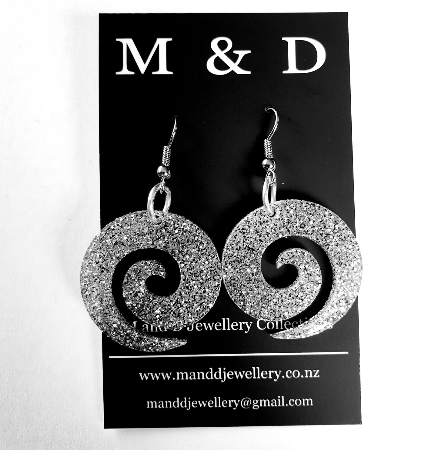 Glitter Koru Earrings Little Dangles 3cm