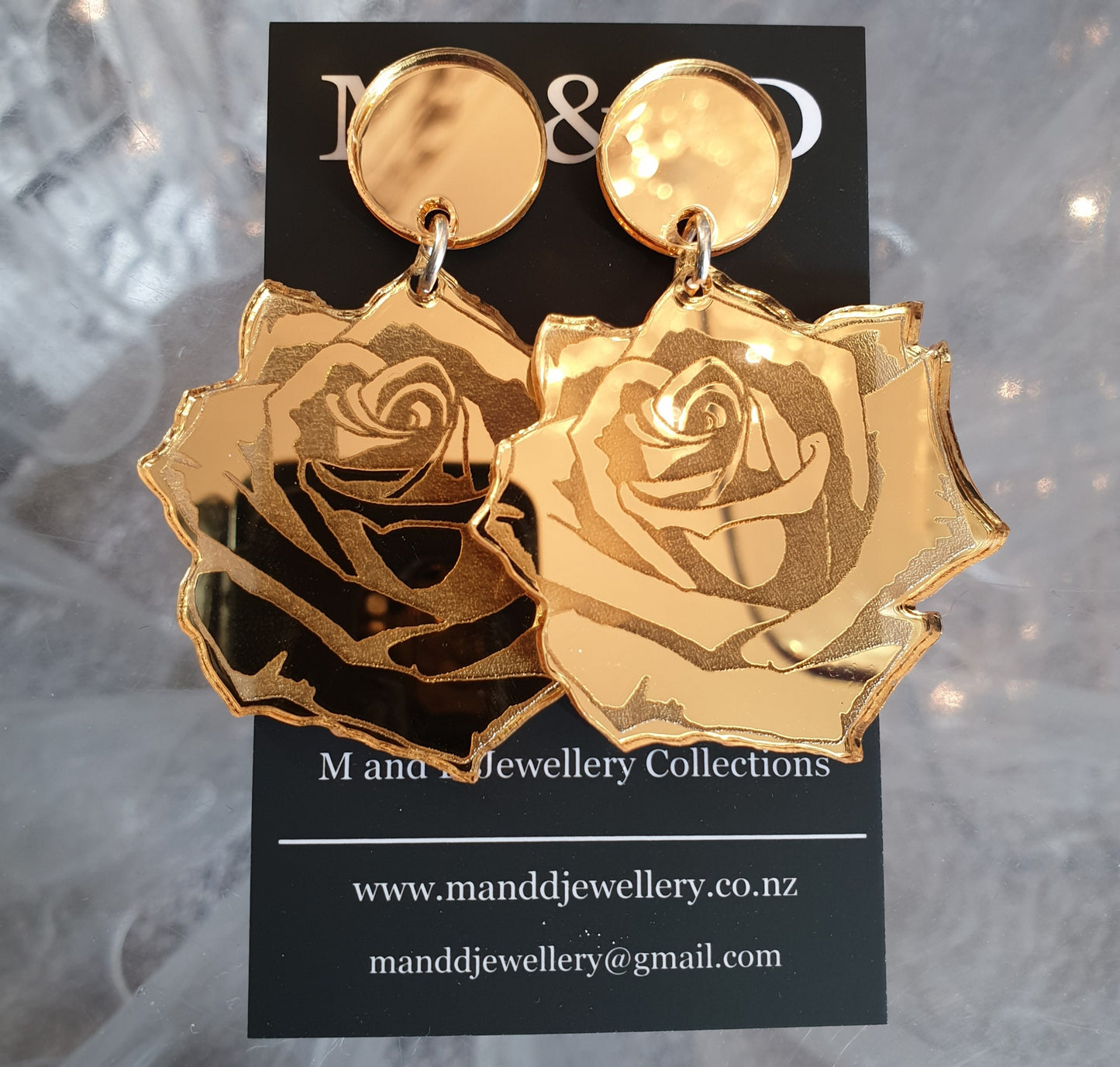 Rosa Engraved Fancy Stud Dangles Earrings