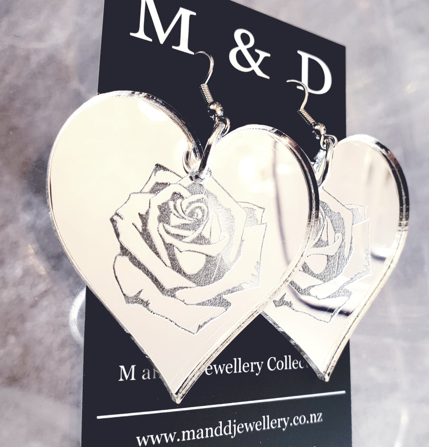 Love Rosa Engraved Fancy Dangles Earrings