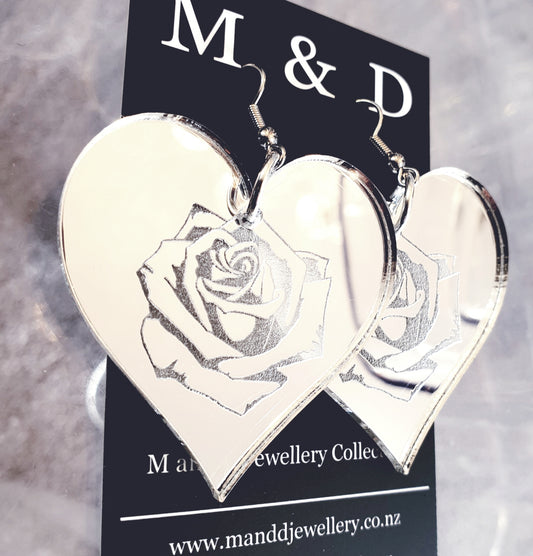 Love Rosa Engraved Fancy Dangles Earrings