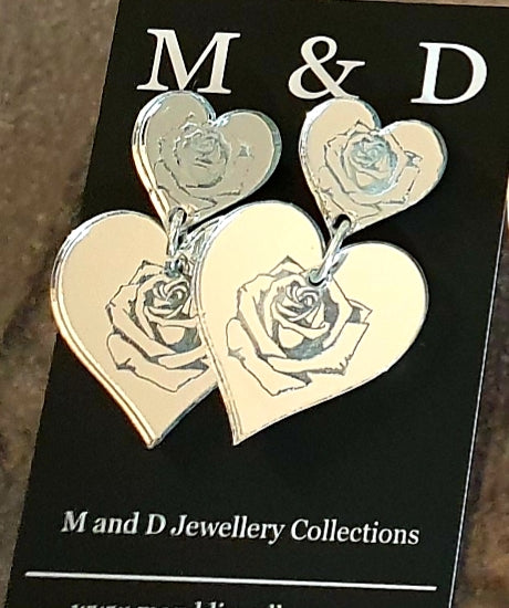 Love Rosa Engraved Fancy Little Stud Dangles Earrings