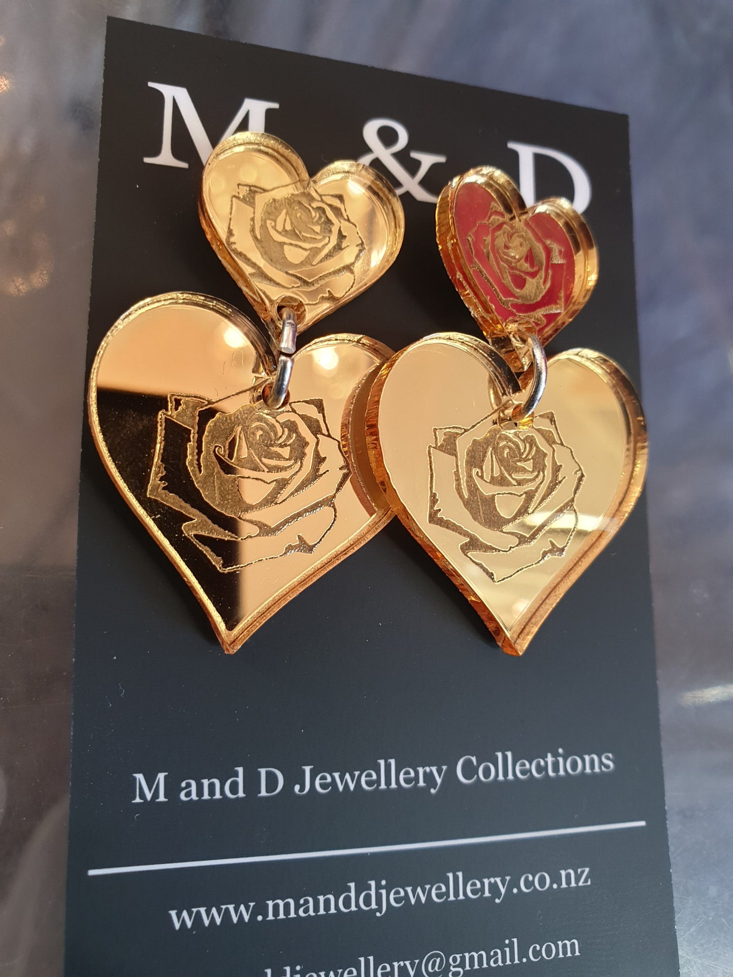 Love Rosa Engraved Fancy Little Stud Dangles Earrings