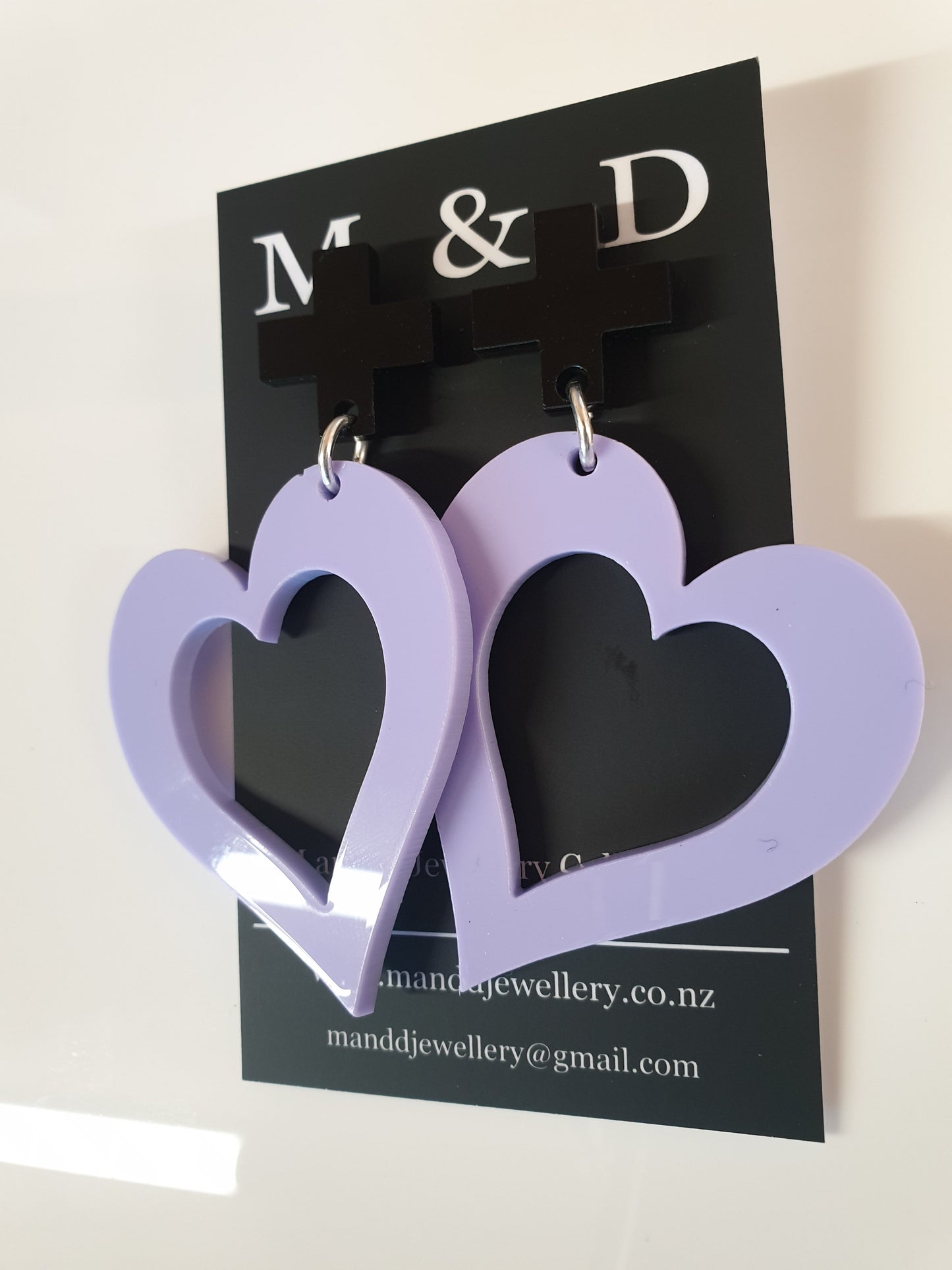 Heart with Cross Stud Dangles Earrings