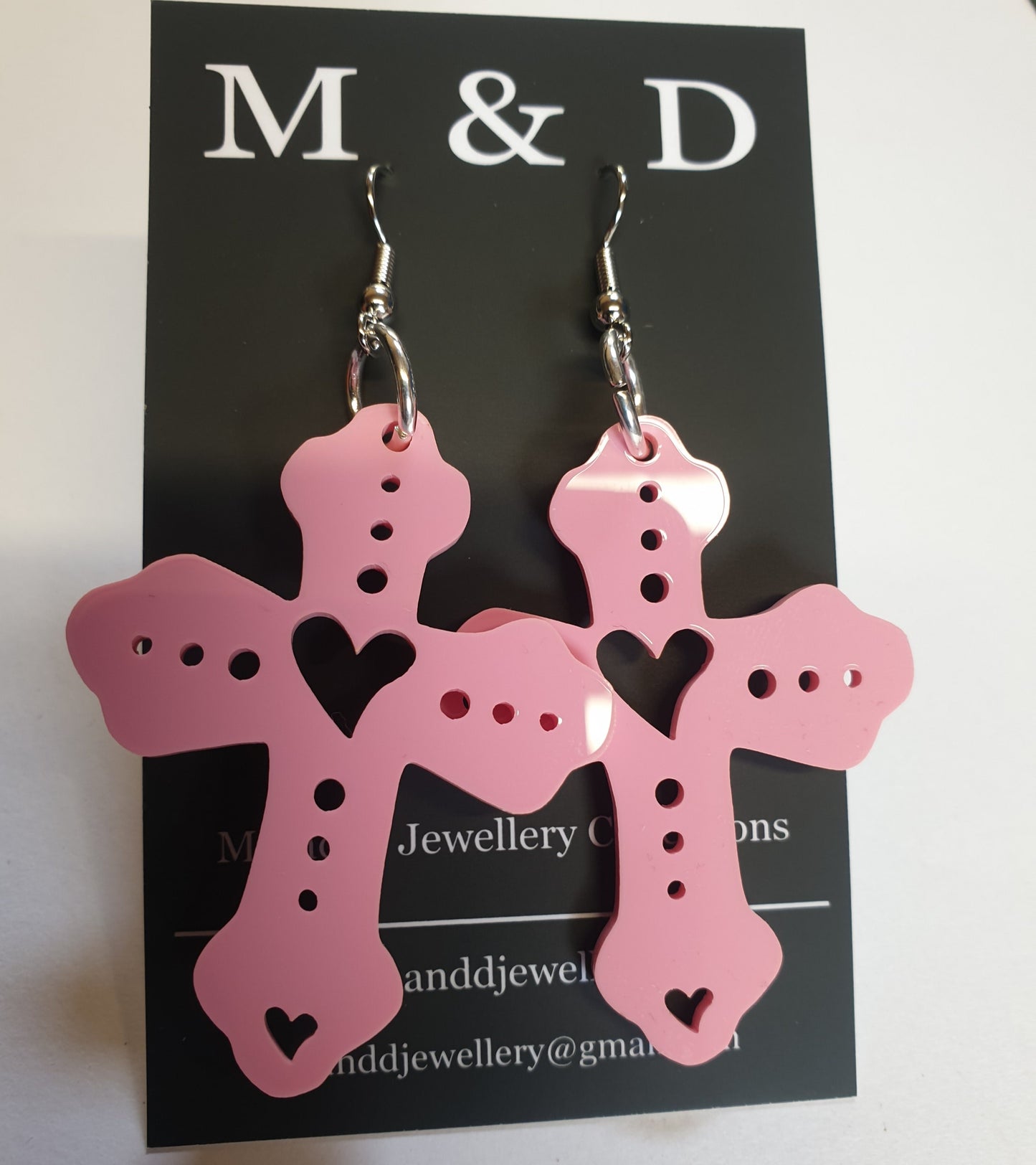 Heart Cross Earrings Dangles