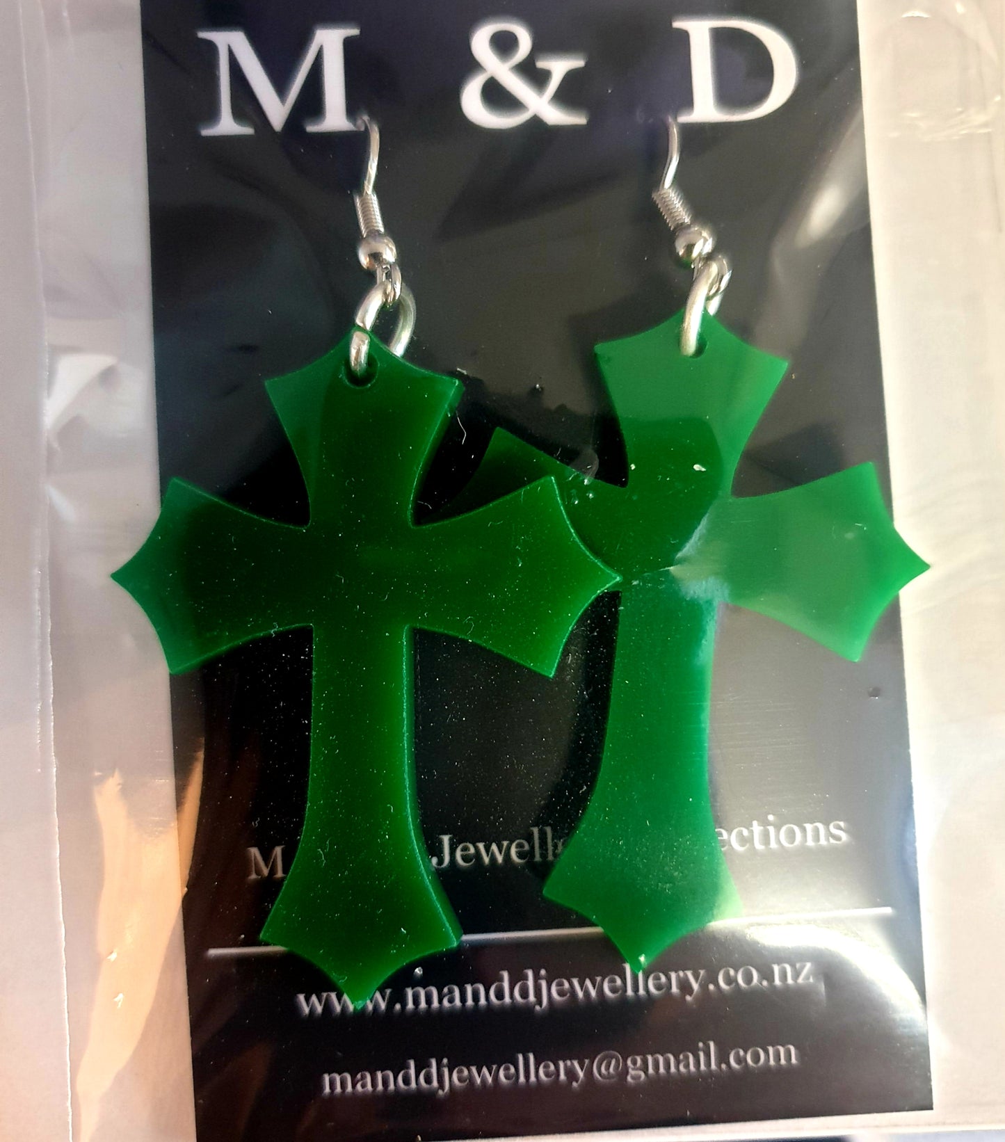 Diamond Point Cross Earrings Dangles