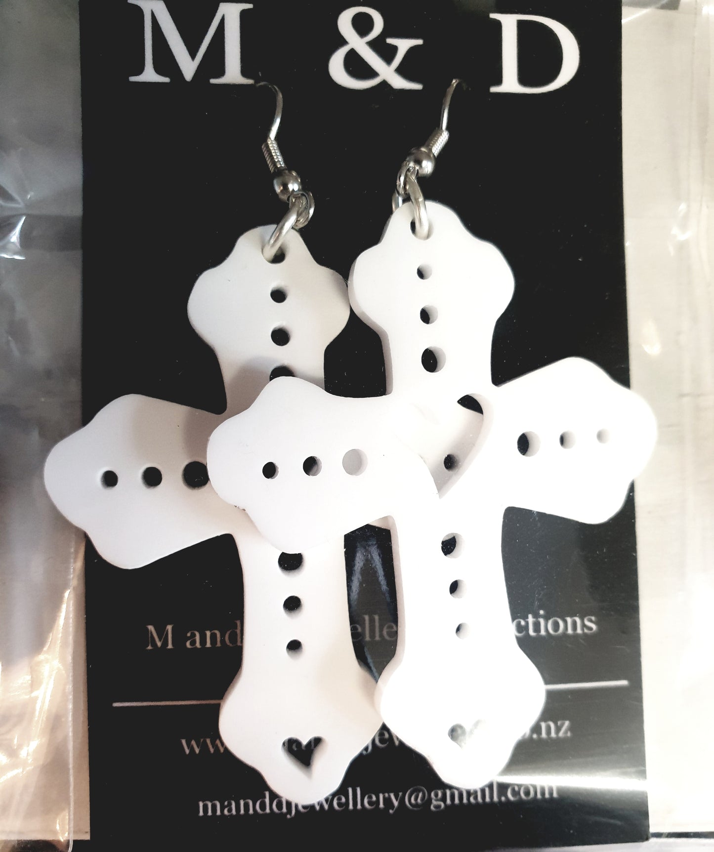 Heart Cross Earrings Dangles