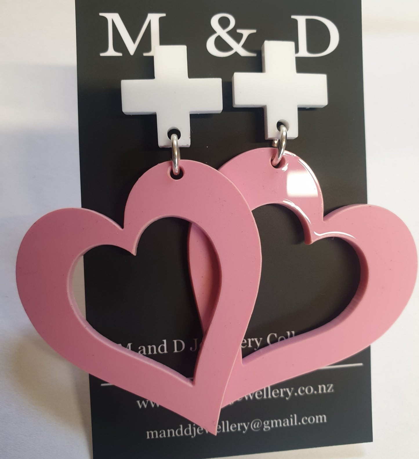 Heart with Cross Stud Dangles Earrings