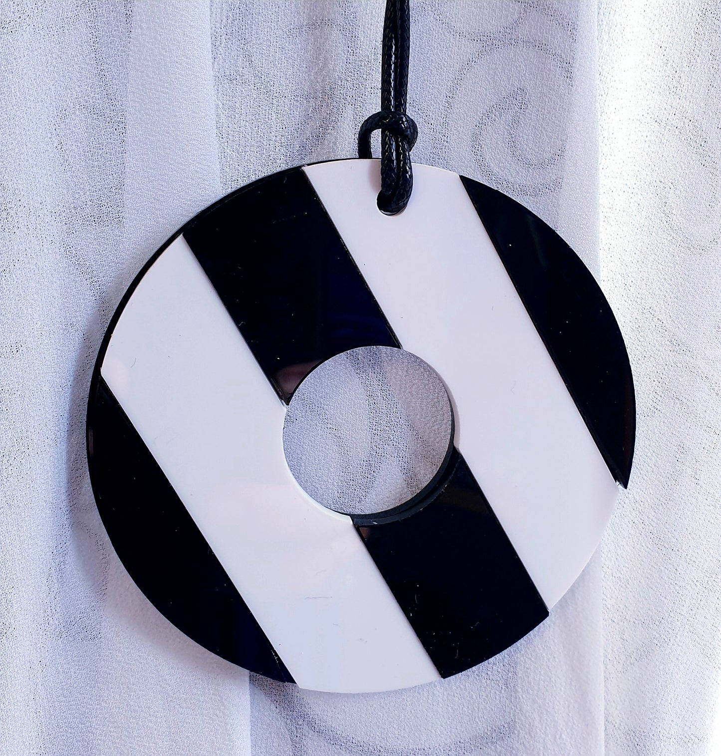 Striped Circle Reversible Statement necklace