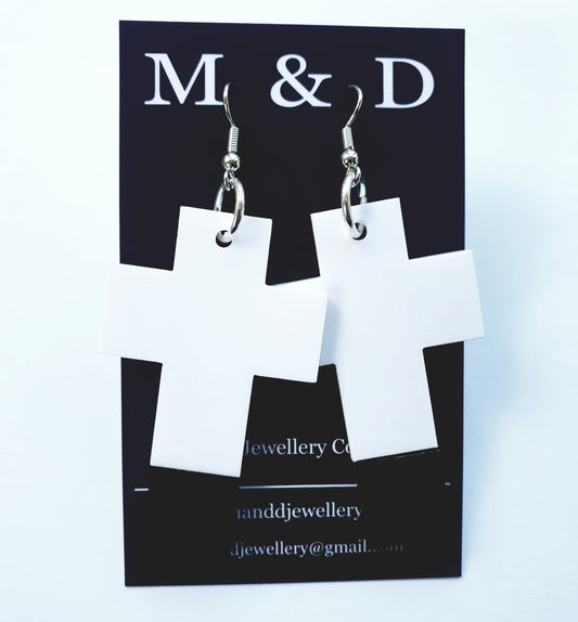 Solid Cross Spliced Tip Earrings Dangles