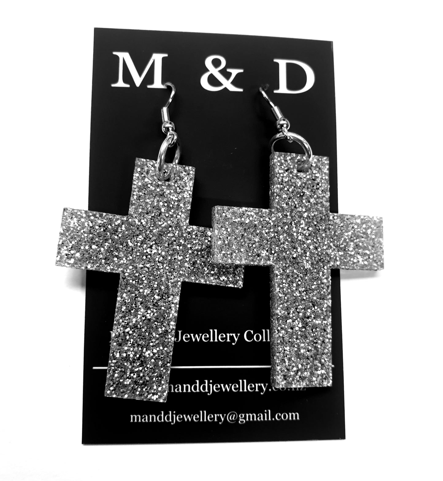 Glitter Solid Cross Earrings Dangles