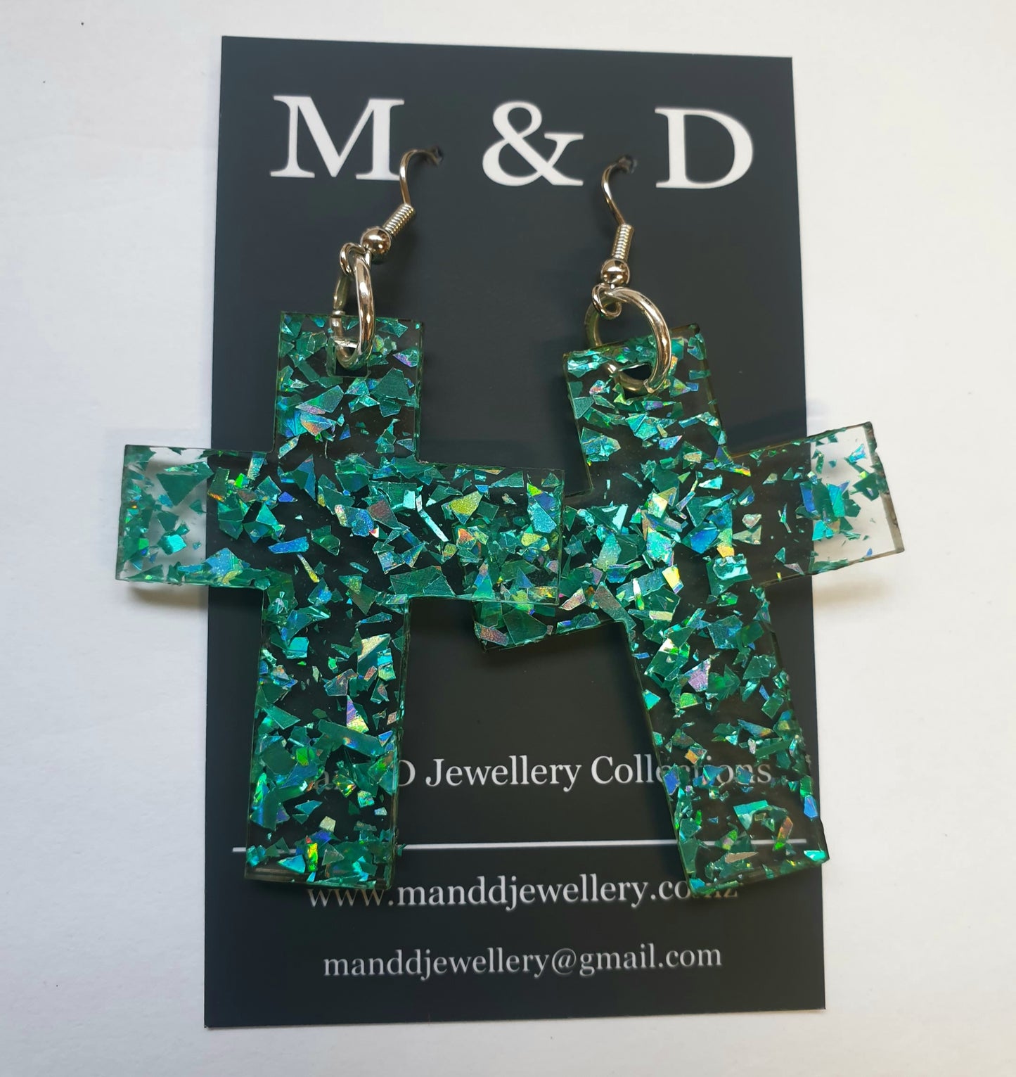 Glitter Solid Cross Earrings Dangles