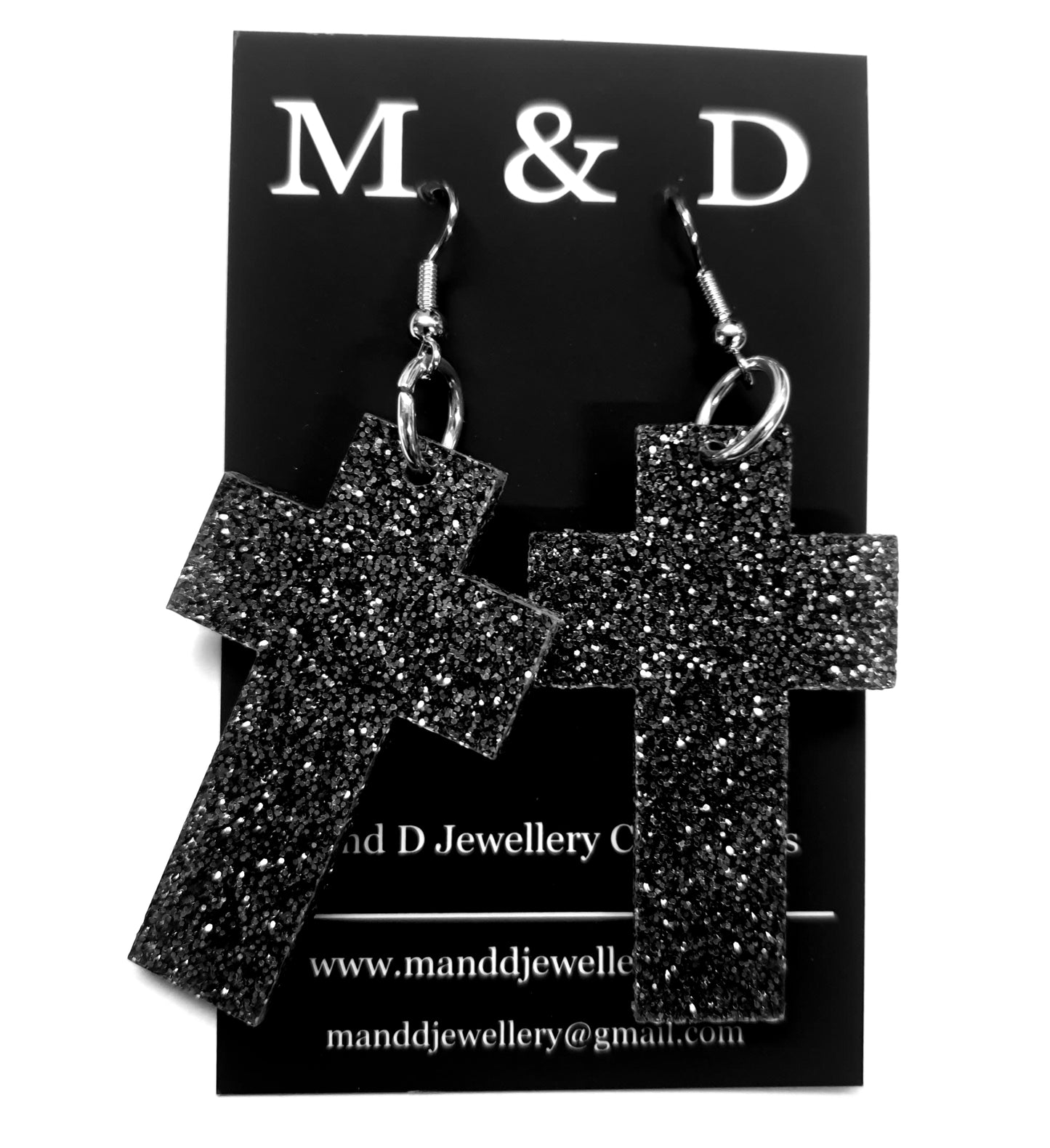 Glitter Solid Cross Earrings Dangles