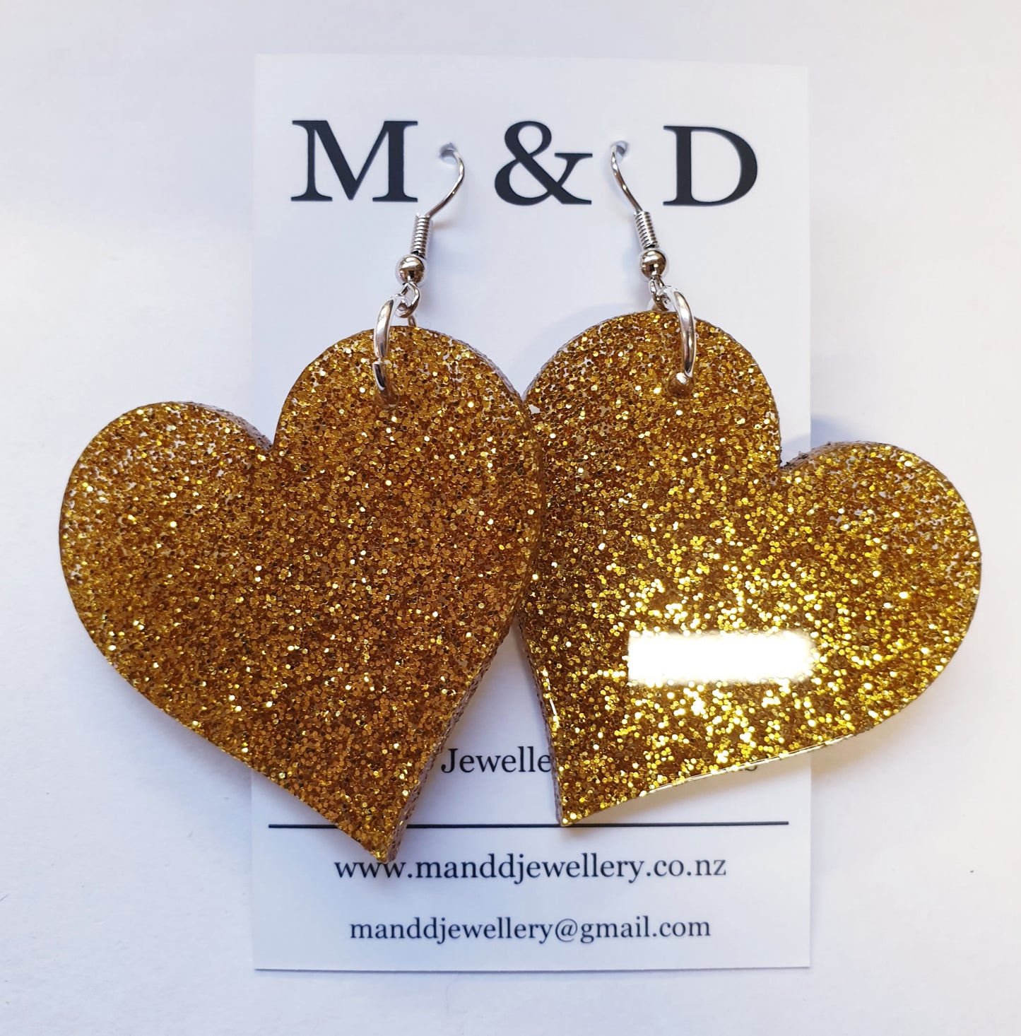 Glitter Heart Earrings Dangles