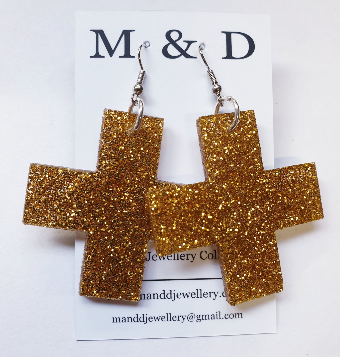 Glitter Solid Square Cross Earrings Dangles