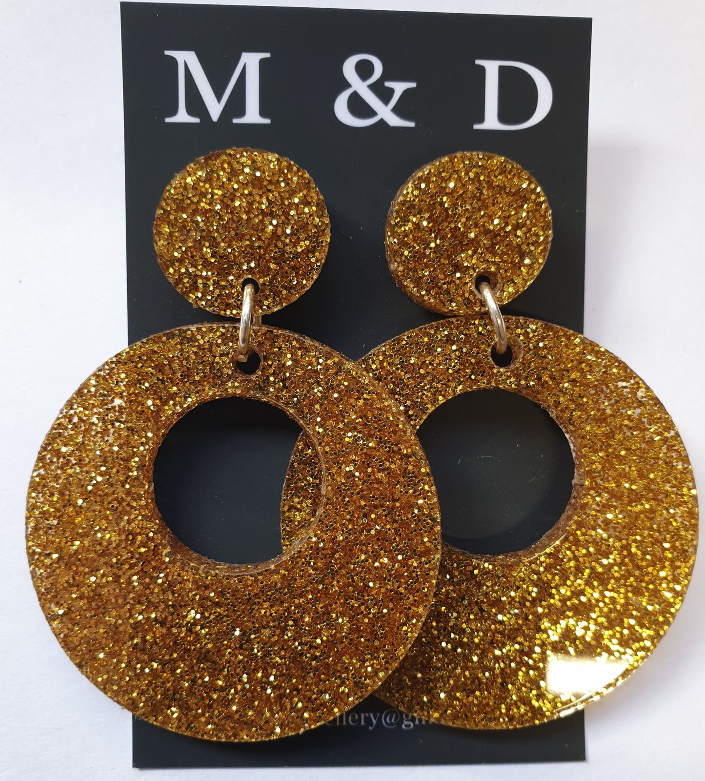 Glitter Circle cutout Earrings Stud Dangles