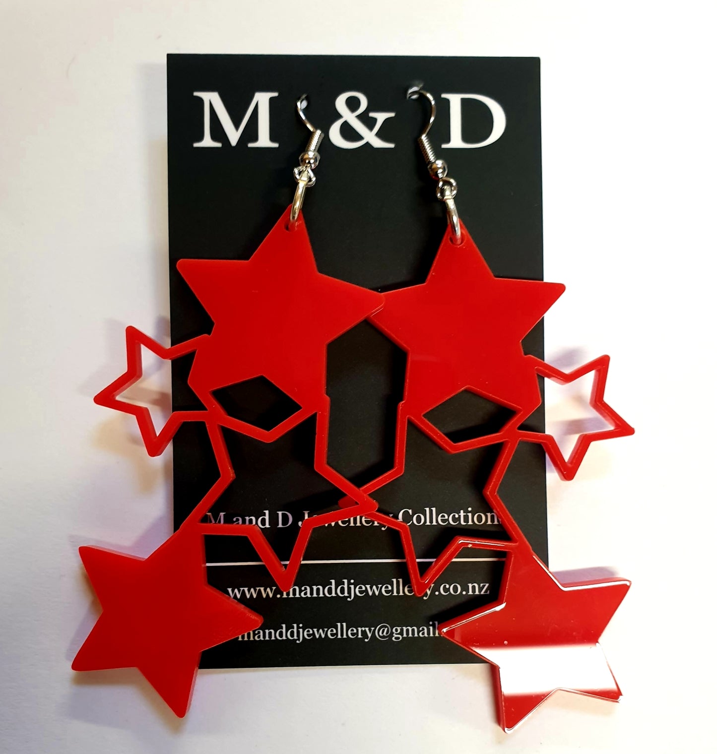 Hollow and Solid Long Star Dangles Earrings