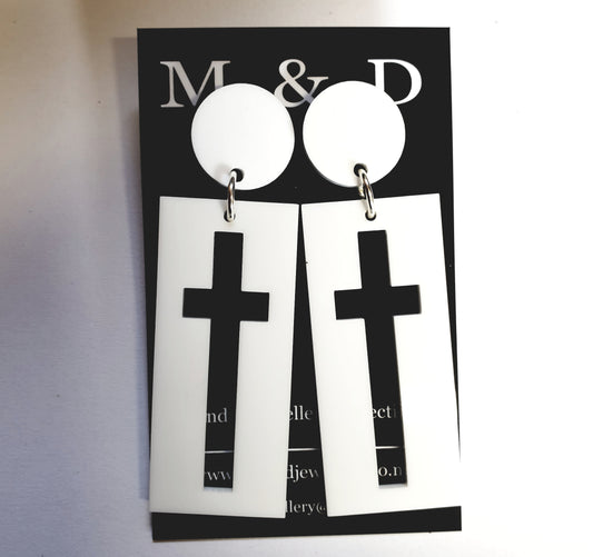 Cross Tag Earrings Stud Dangles