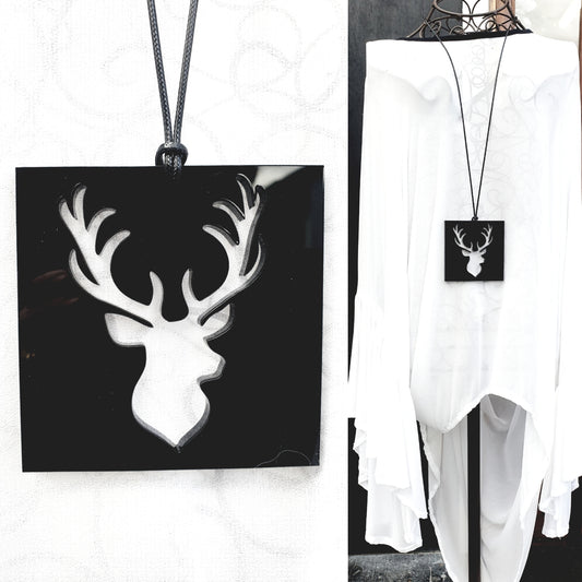 Square Stag Shadow Statement Necklace